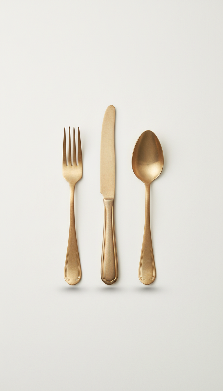 Antique Gold Flatware Set Four-Piece Place Setting