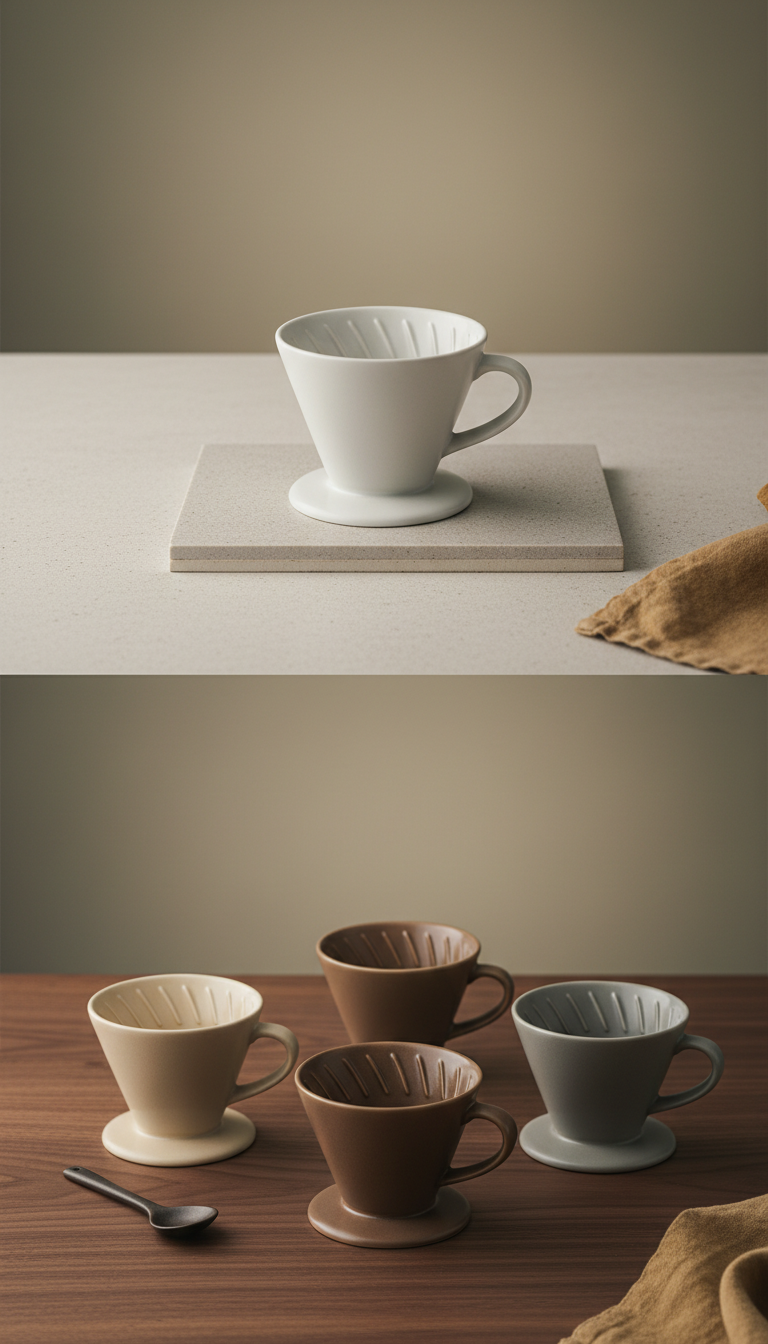Porcelain Coffee Dripper With Ribbed Walls