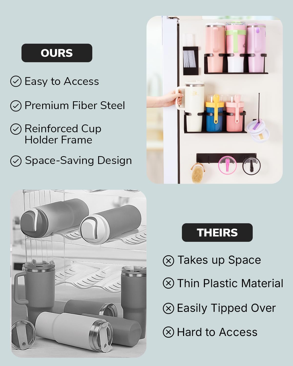 Fiber Steel Magnetic Stanley Cup Holder for Fridge